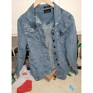 Axcess Liz Claiborne Stretch Jean Jacket Womens Large Button Front Retro 90's Ex